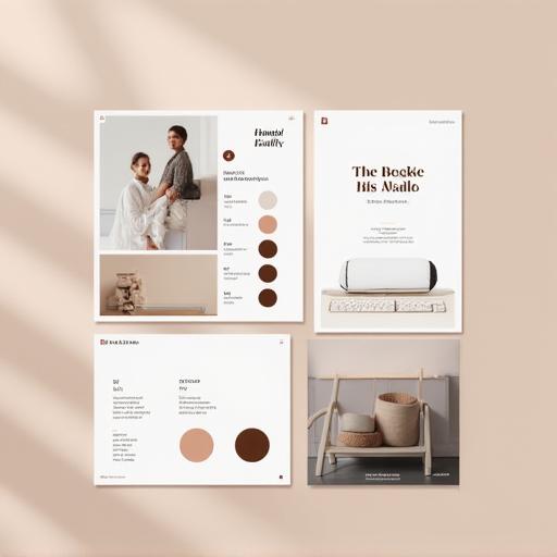 A moodboard showing brand identity components like logos and colors.